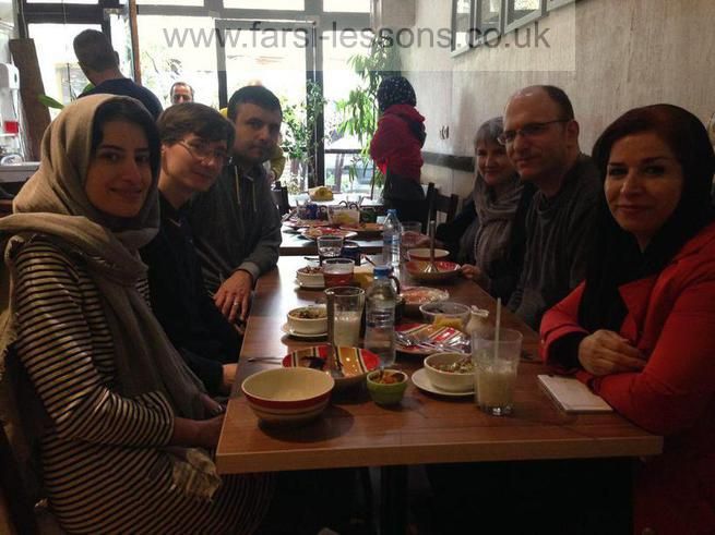 Immersion group enjoying lunch together in Shiraz
