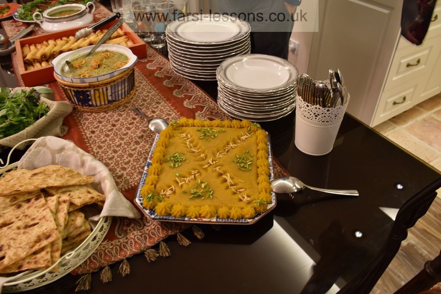 Homemade Iranian food served during the poetry night